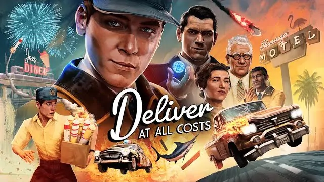 Capture d'écran du jeu vidéo Deliver At All Cost montrant une course-poursuite explosive en ville