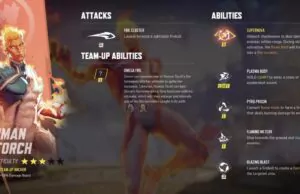 Marvel Rivals : Les détails fuités du personnage de la torche humaine Capture d’écran montrant la Torche Humaine dans Marvel Rivals avec son uniforme des Fantastiques 4.